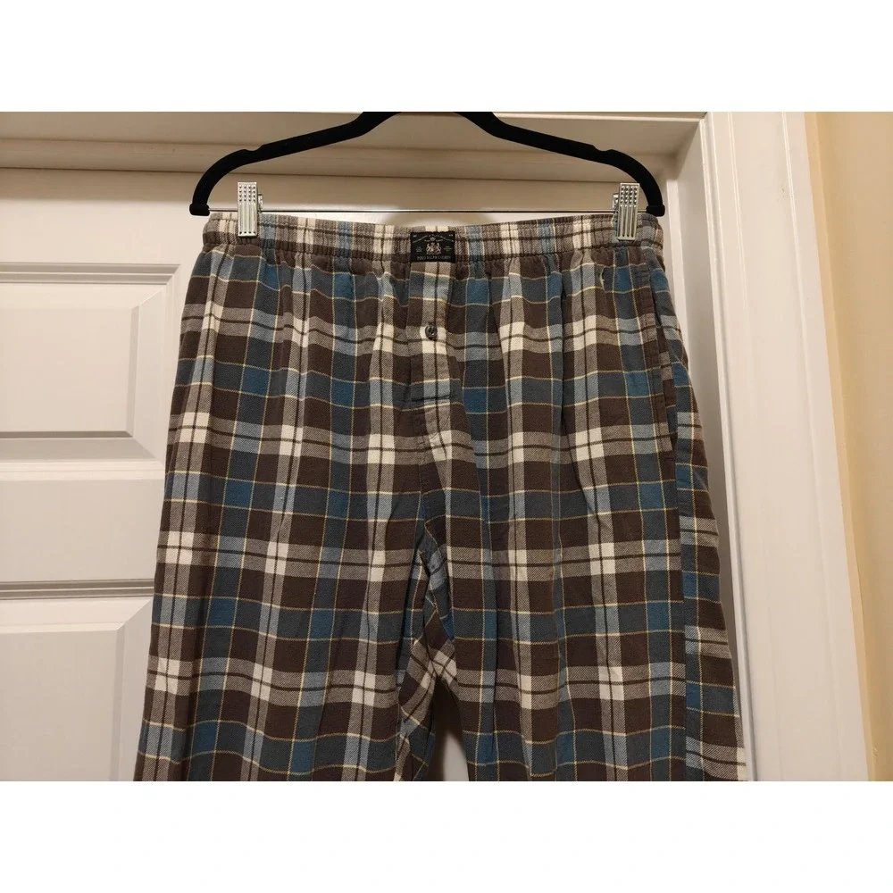 Polo Ralph Lauren Mens Blue Brown Plaid Flannel Pajama Pants Size Large L